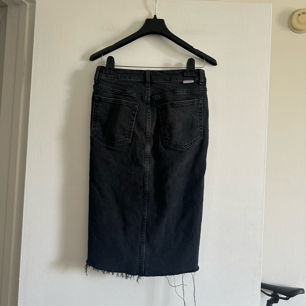 Boyish Washed Black Moonfleet High Rise Button Fly The Andy Denim Midi Skirt - Picture 4 of 9